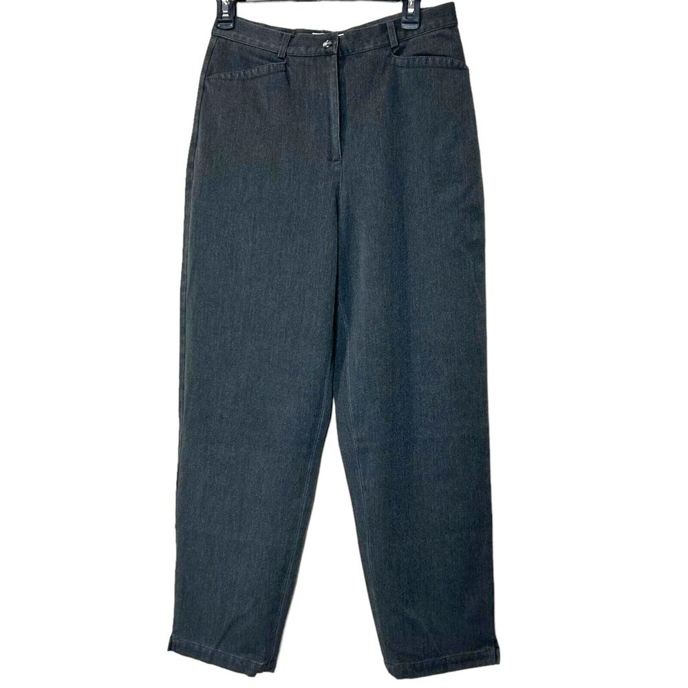 Talbots Petites Stretch Straight Leg High Rise Pants Dark Gray Women 10 - Picture 1 of 8